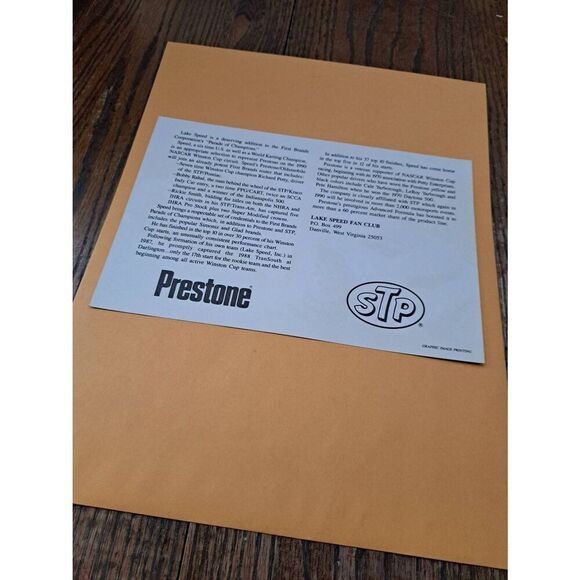 Vintage Lake Speed Driver Card #83 Oldsmobile Prestone STP 6x9 NASCAR Promo - Picture 2 of 2